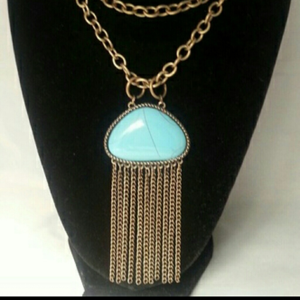 Turquoise Length Adjustable Necklace - image 1